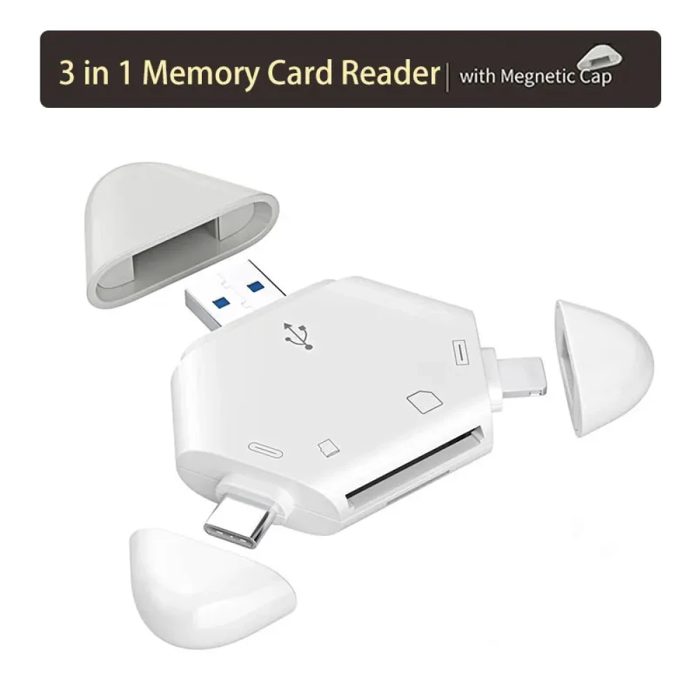 LEITOR DE MEMORIA 3 en 1 USB / USB-C / LIGHTNING