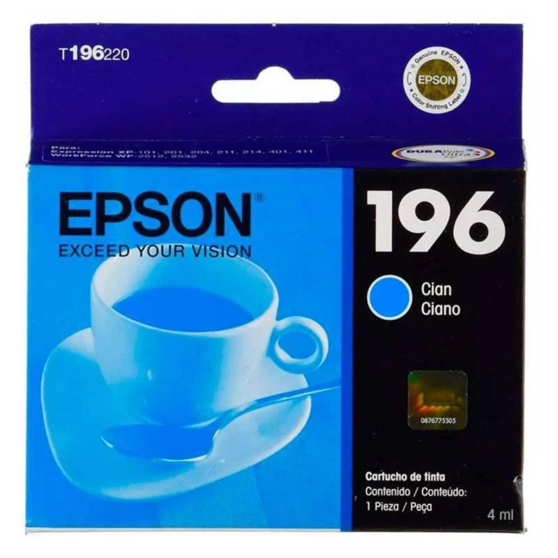 TINTA EPSON T196 220 CIANO XP-401 411/WF-2512 252