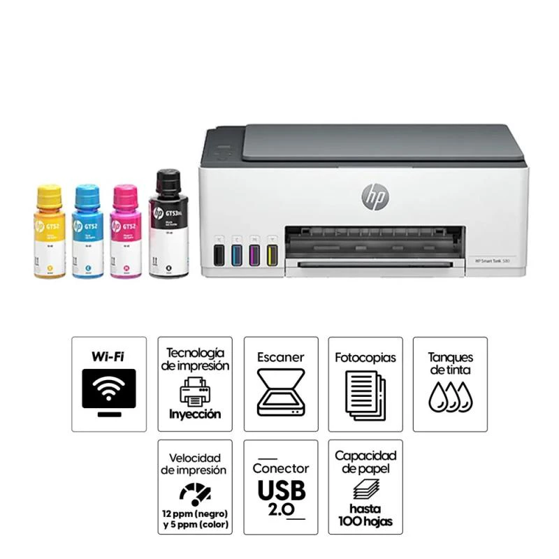 Impressora HP Smart Tank 580 Multifuncional Wireless Bivolt 3 em 1