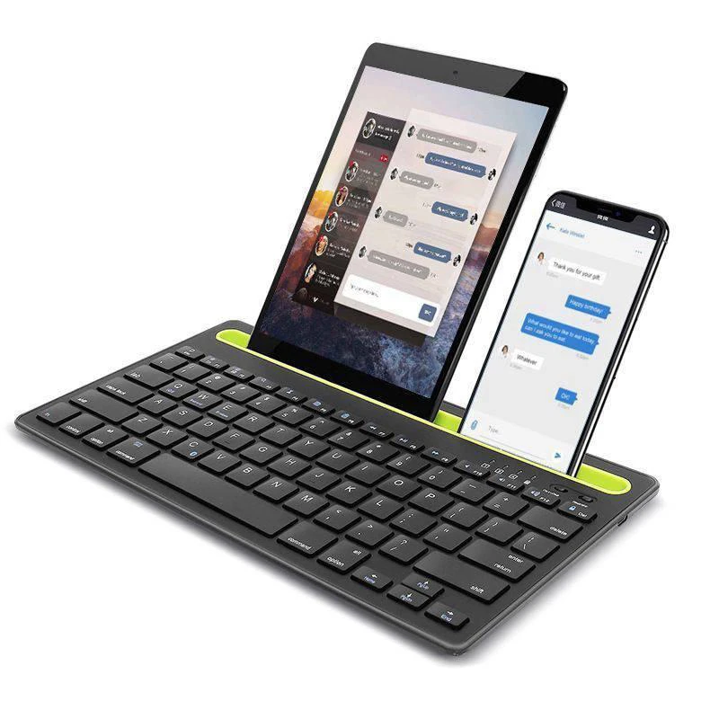 Teclado Bluetooth "Prata" para iPad / Tableta / Celular / iMac / Inteligente Recargable /  con Soporte Integrado / Comandos para MacBook Windows 