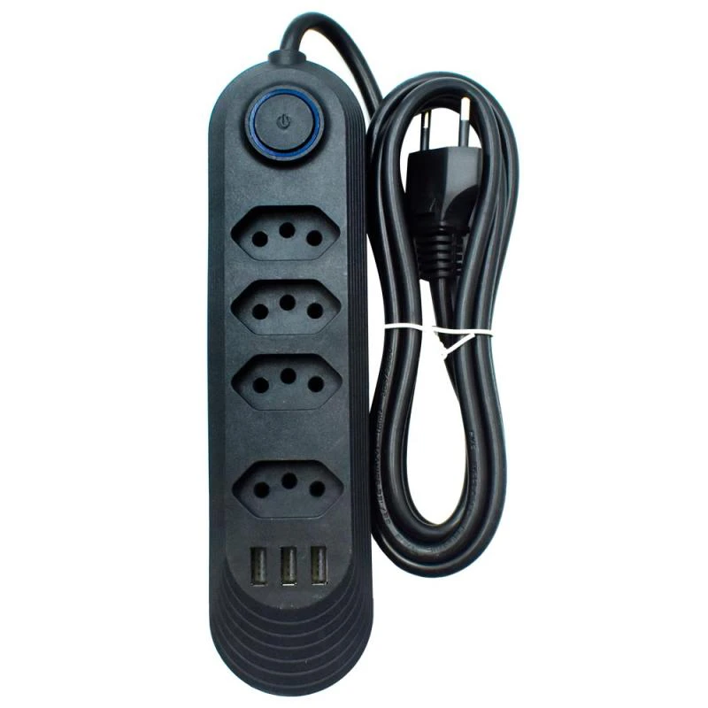 Filtro de Linha New Times Colorful 4 Tomadas / 3 USB 