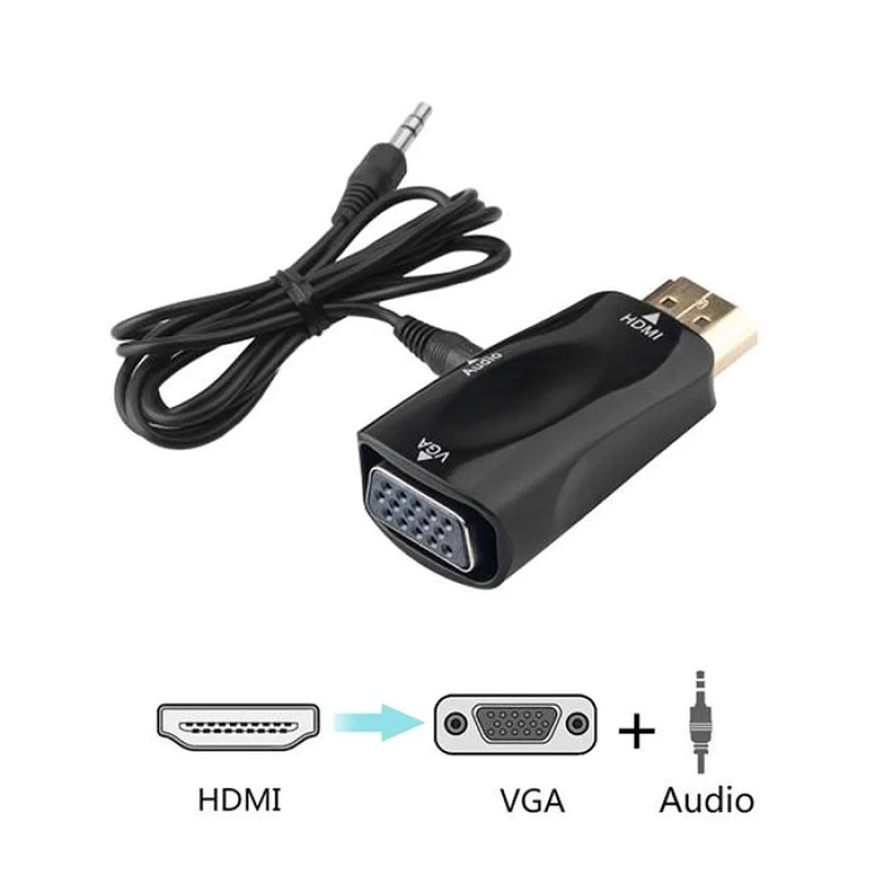 ADAPTADOR HDMI A VGA CON AUDIO P2 (MINI)