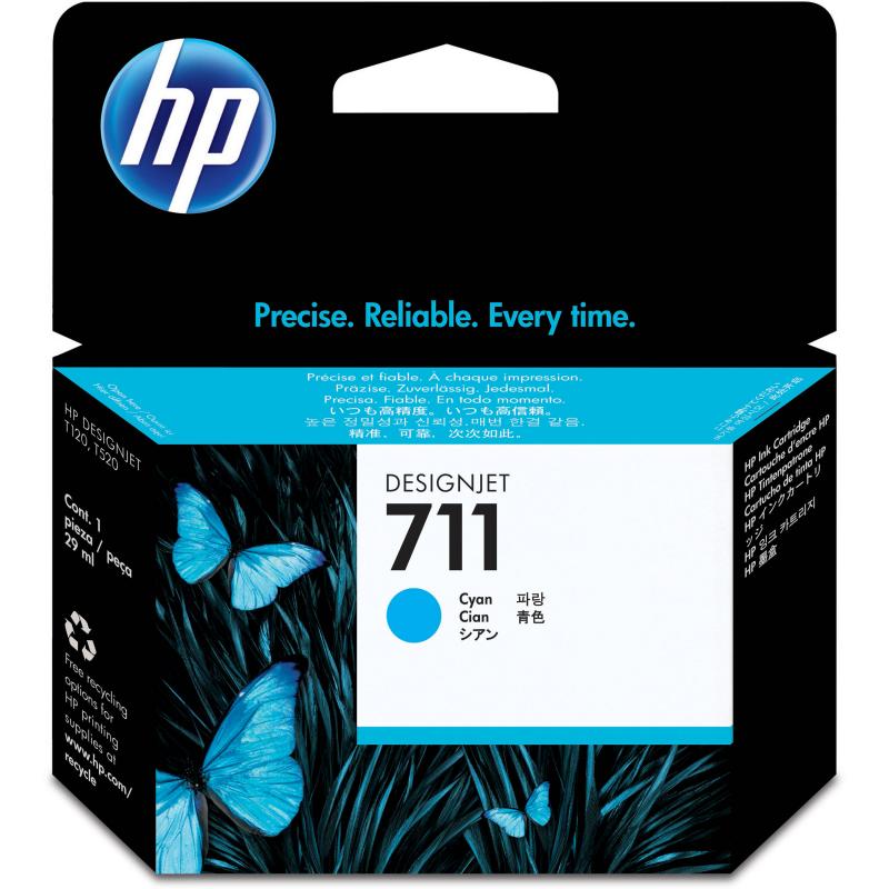 TINTA HP 711  CZ130A  CYAN 29ML   ( Impressora HP Designjet T120 / T520 )