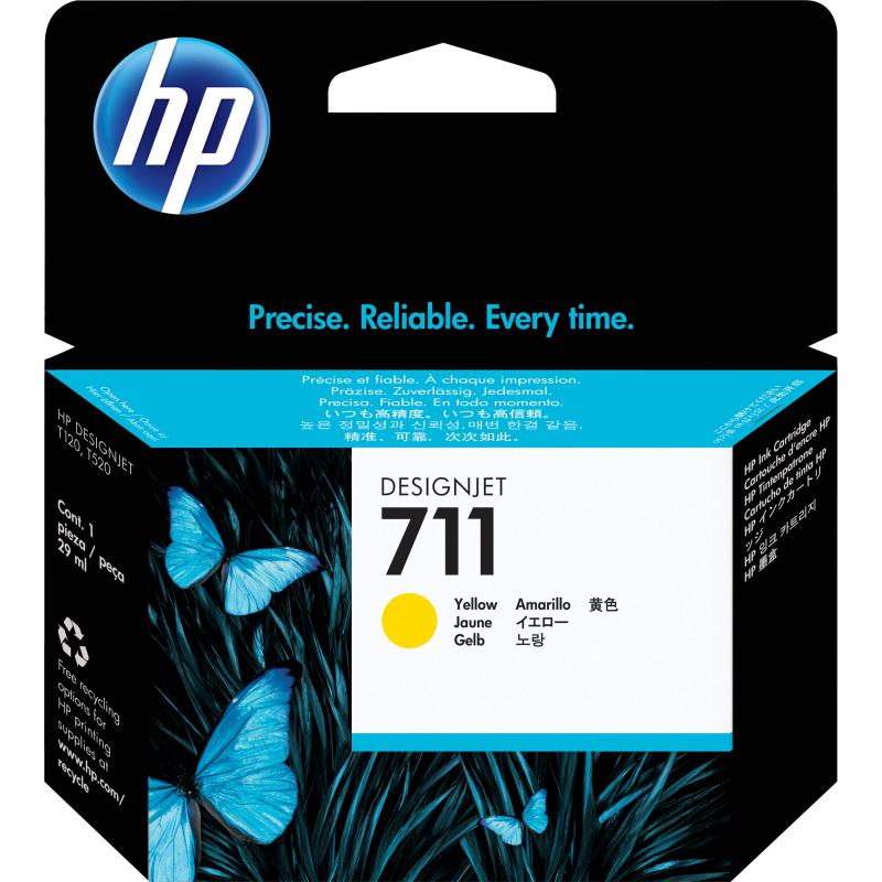 TINTA HP 711  CZ132A  AMARILLO 29ML  ( Impressora HP Designjet T120 / T520 )