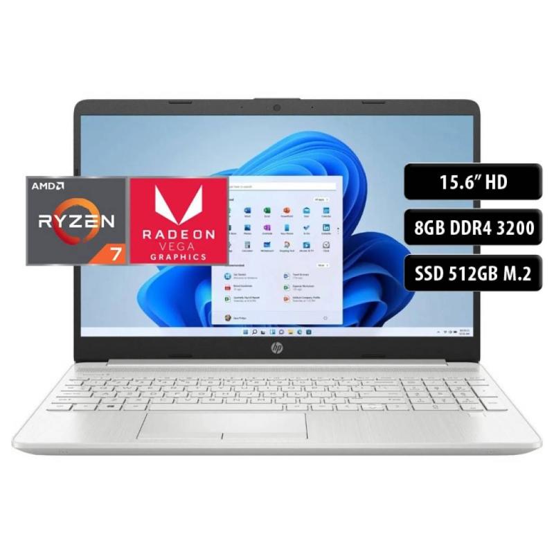 Notebook HP 15-EF2514LA  AMD Ryzen 7 5700U / Tela 15.6/  8GB Ram/  512GB SSD/ W11/ VGA AMD RADEON 2GB/ Cinza Silver