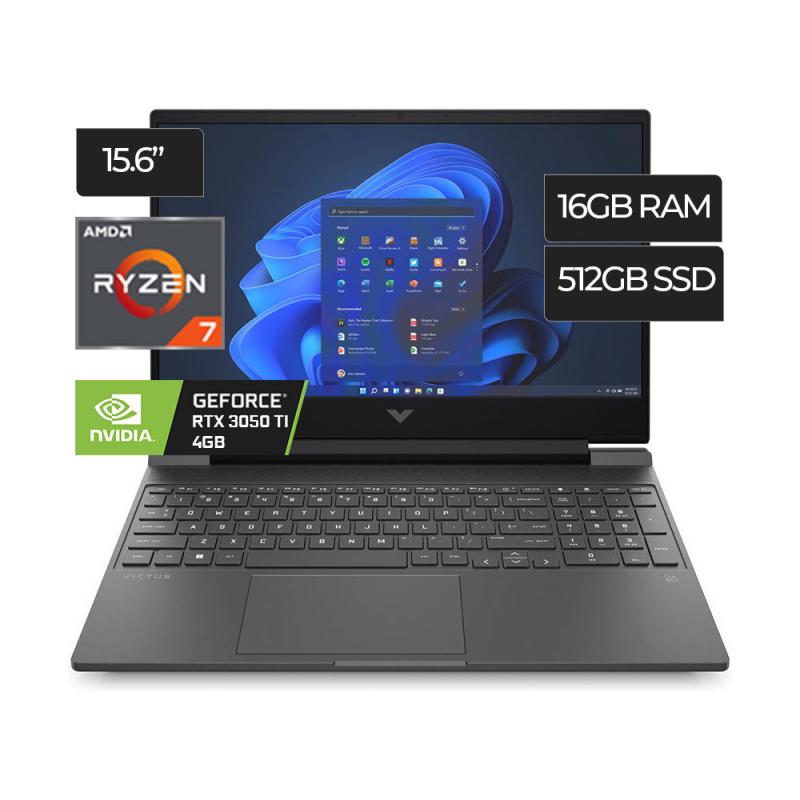 Notebook Gamer HP Victus 15-FB0028NR AMD Ryzen 7-5800H 4.4GHz / Tela Full HD 15.6" / 16GB de Ram / 512GB SSD / Geforce RTX3050 Ti 4GB