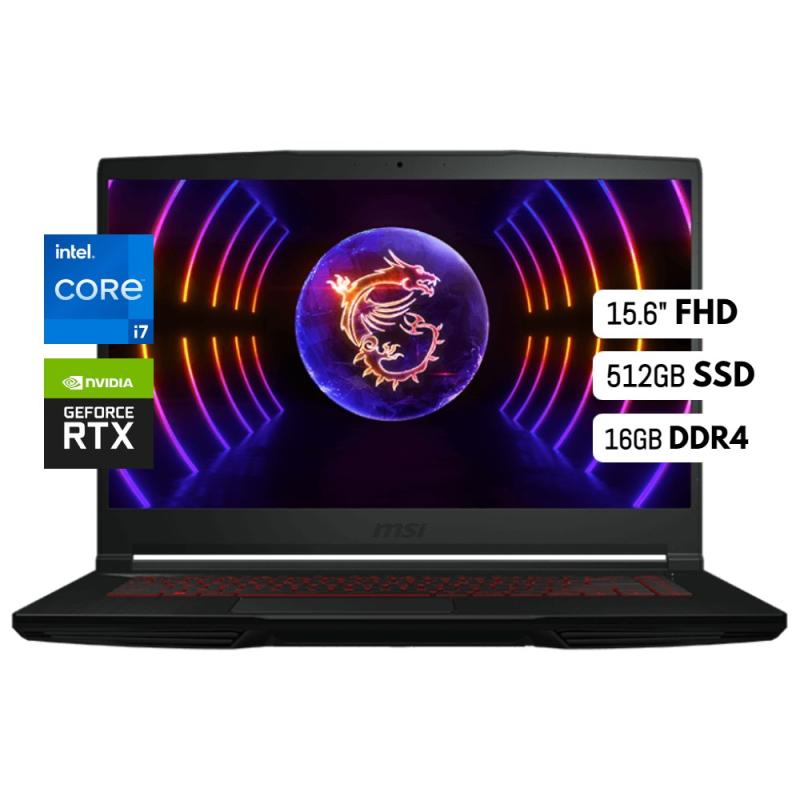 Notebook Gamer MSI Thin GF63 12VE-066US Intel Core i7 12650H Tela Full HD 15.6" / 16GB de Ram / 512GB SSD / Geforce RTX4050 6GB - Preto