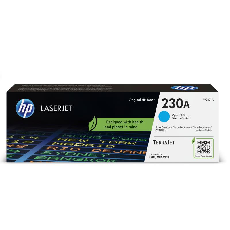 Toner HP 230A W2301A Cyan (Impresora HP laserJet 4203DW / MFP 4303FDW )