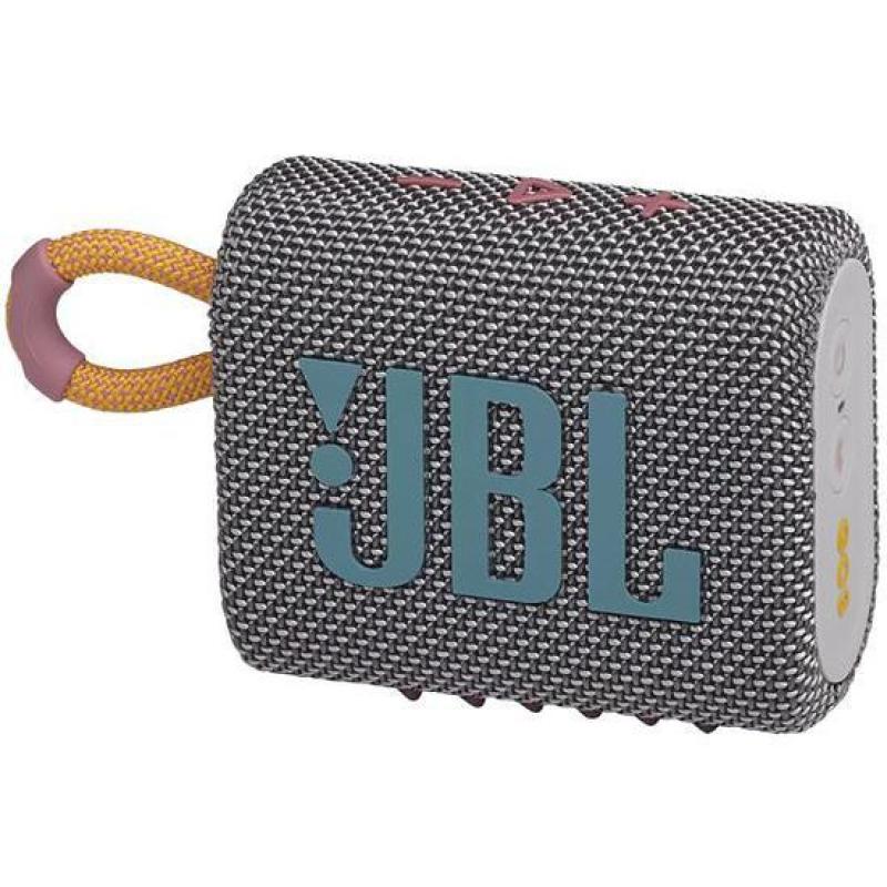 Caixa de Som JBL Go 3 GRAY / BT 5.1 / Batería: 5 horas / Resistente al agua y polvo IP67